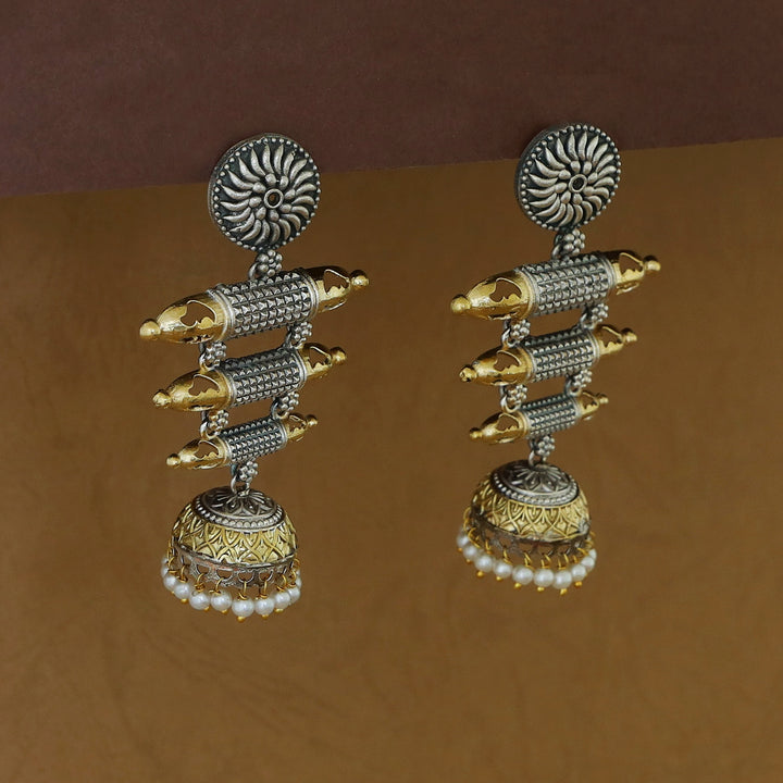 Jeevitha Circle Tri Stick Pearl Jhumka