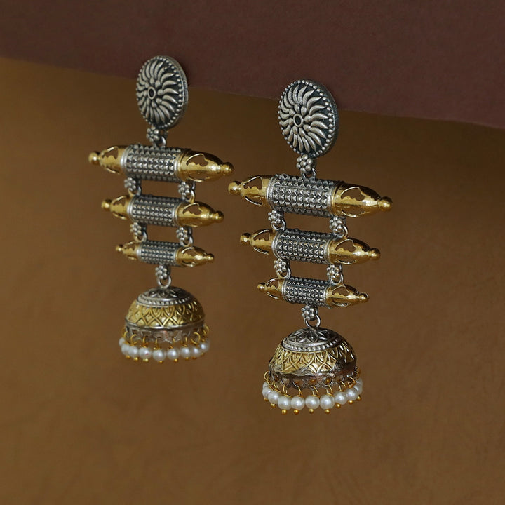 Jeevitha Circle Tri Stick Pearl Jhumka