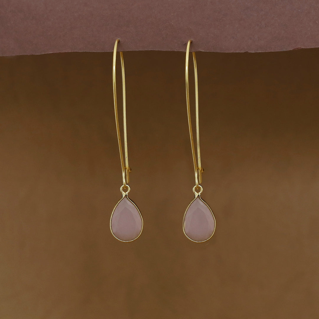 Charmi Drop Glossy Stone Lock Hoop Earring