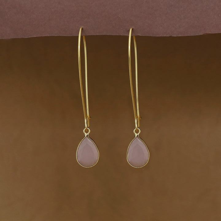 Charmi Drop Glossy Stone Lock Hoop Earring