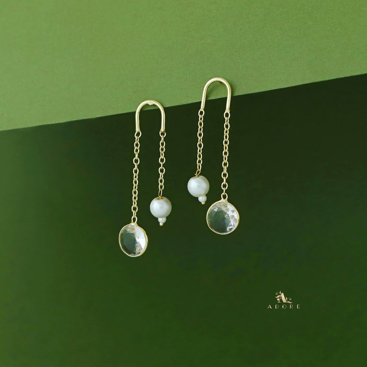 Danica Hanging Golden Glossy Pearl Earring