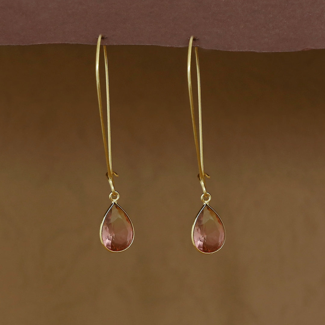 Charmi Drop Glossy Stone Lock Hoop Earring