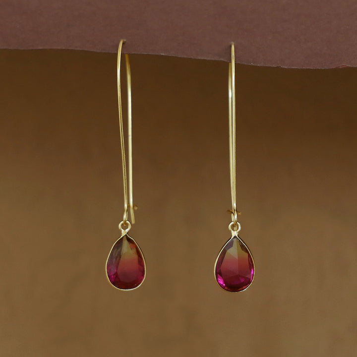 Charmi Drop Glossy Stone Lock Hoop Earring