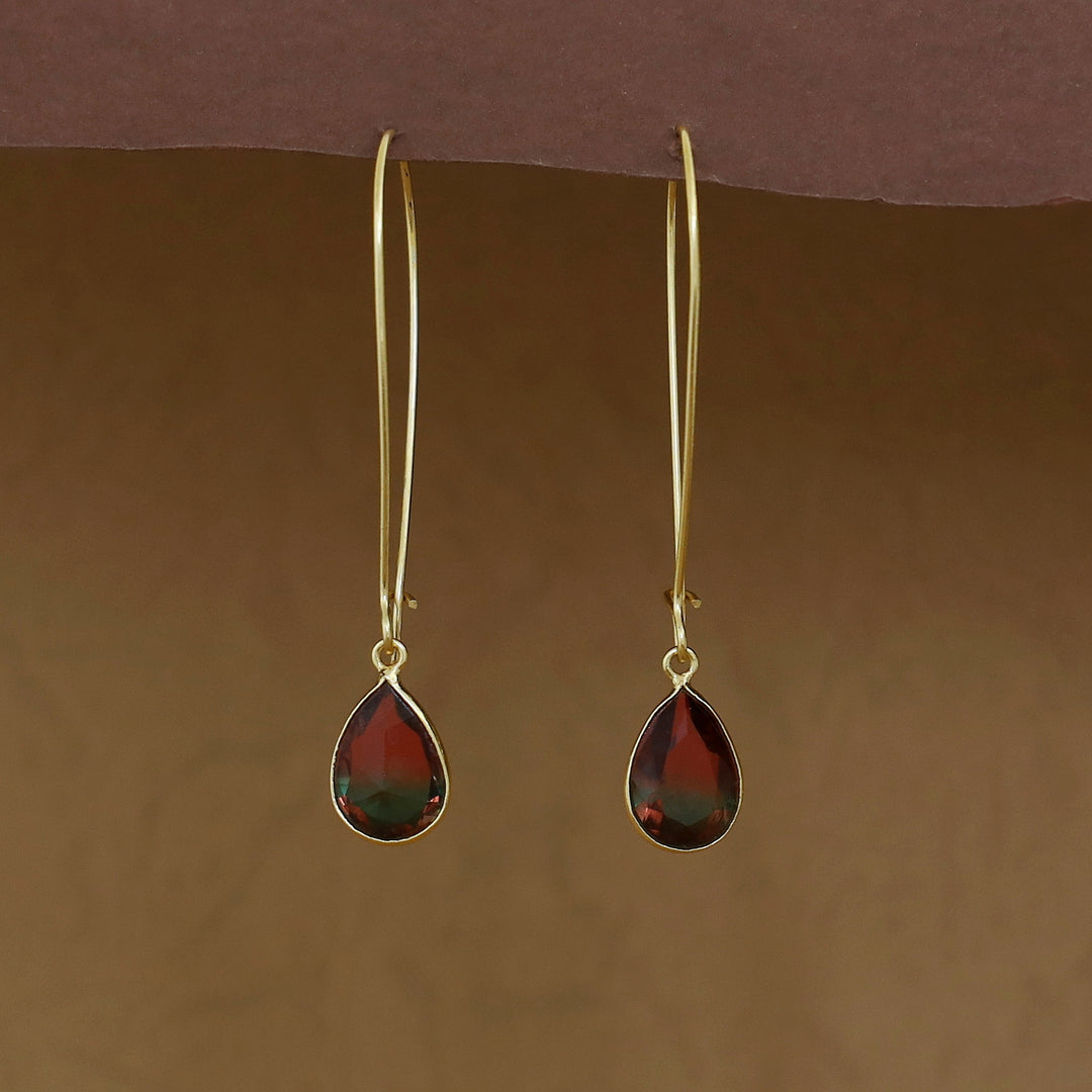 Charmi Drop Glossy Stone Lock Hoop Earring