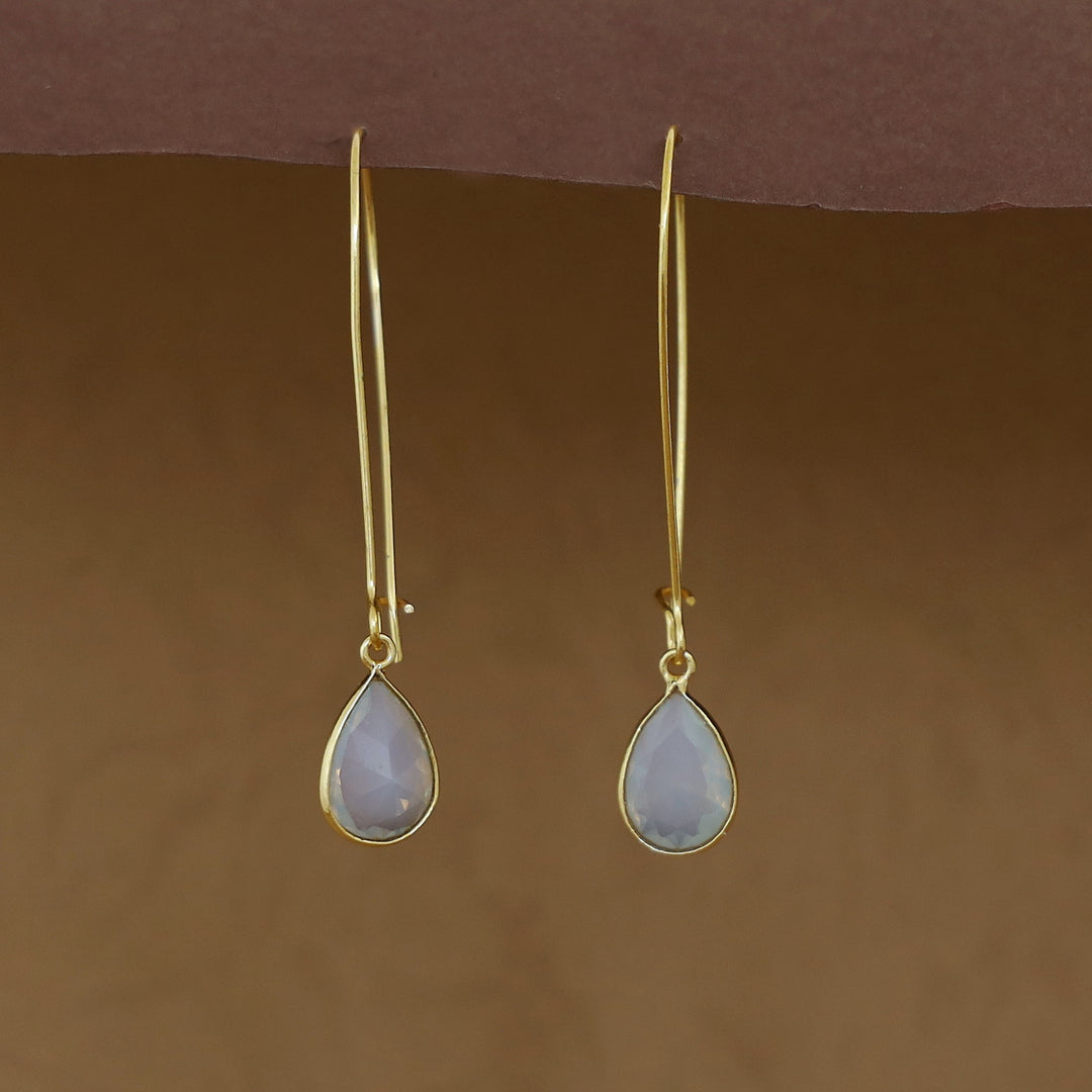 Charmi Drop Glossy Stone Lock Hoop Earring