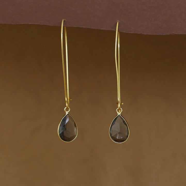 Charmi Drop Glossy Stone Lock Hoop Earring