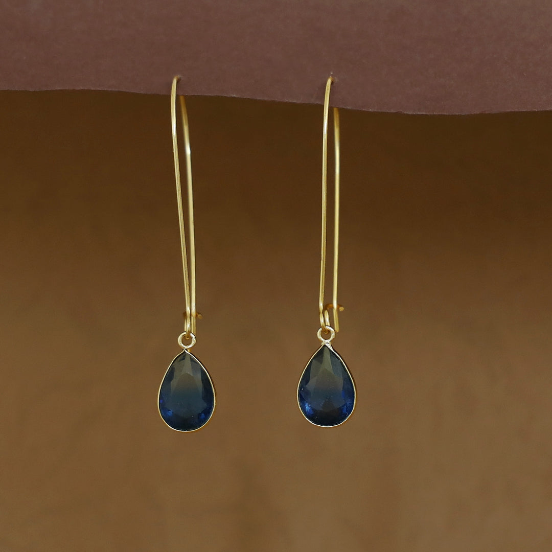 Charmi Drop Glossy Stone Lock Hoop Earring