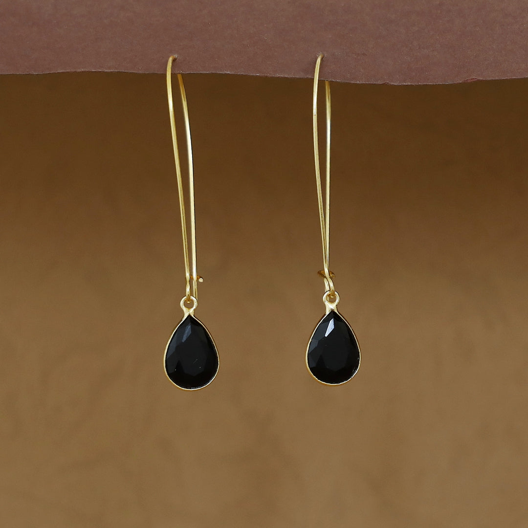 Charmi Drop Glossy Stone Lock Hoop Earring