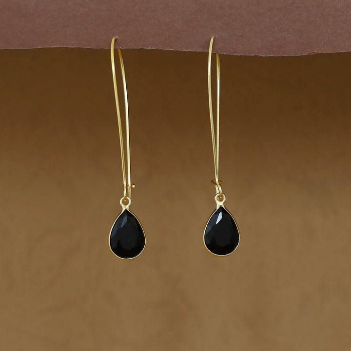 Charmi Drop Glossy Stone Lock Hoop Earring