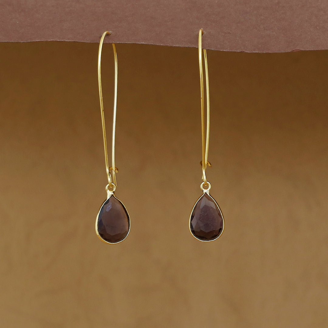 Charmi Drop Glossy Stone Lock Hoop Earring