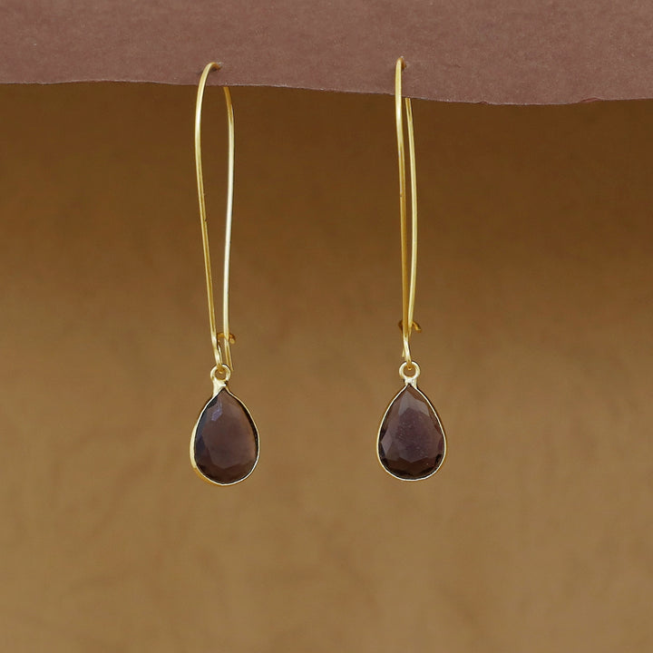 Charmi Drop Glossy Stone Lock Hoop Earring