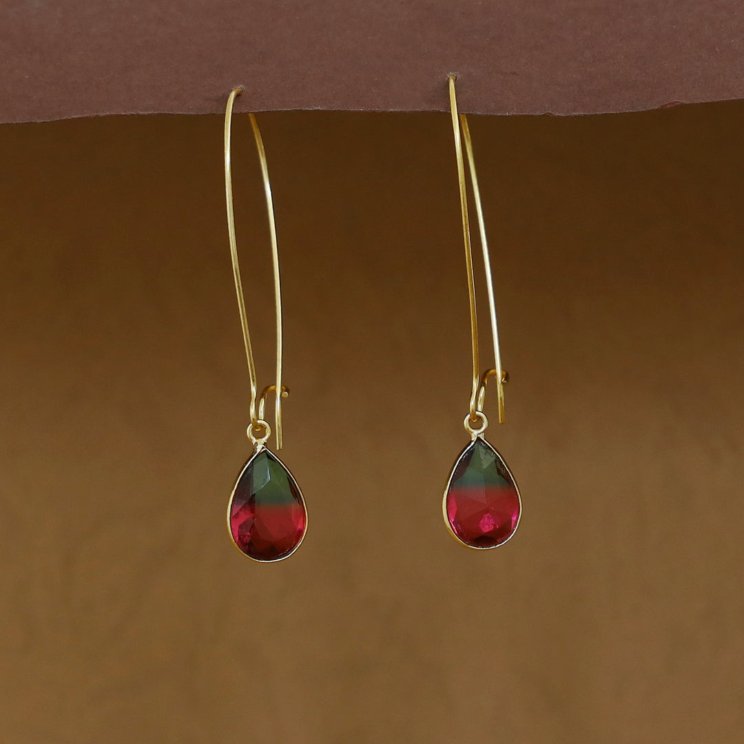 Charmi Drop Glossy Stone Lock Hoop Earring