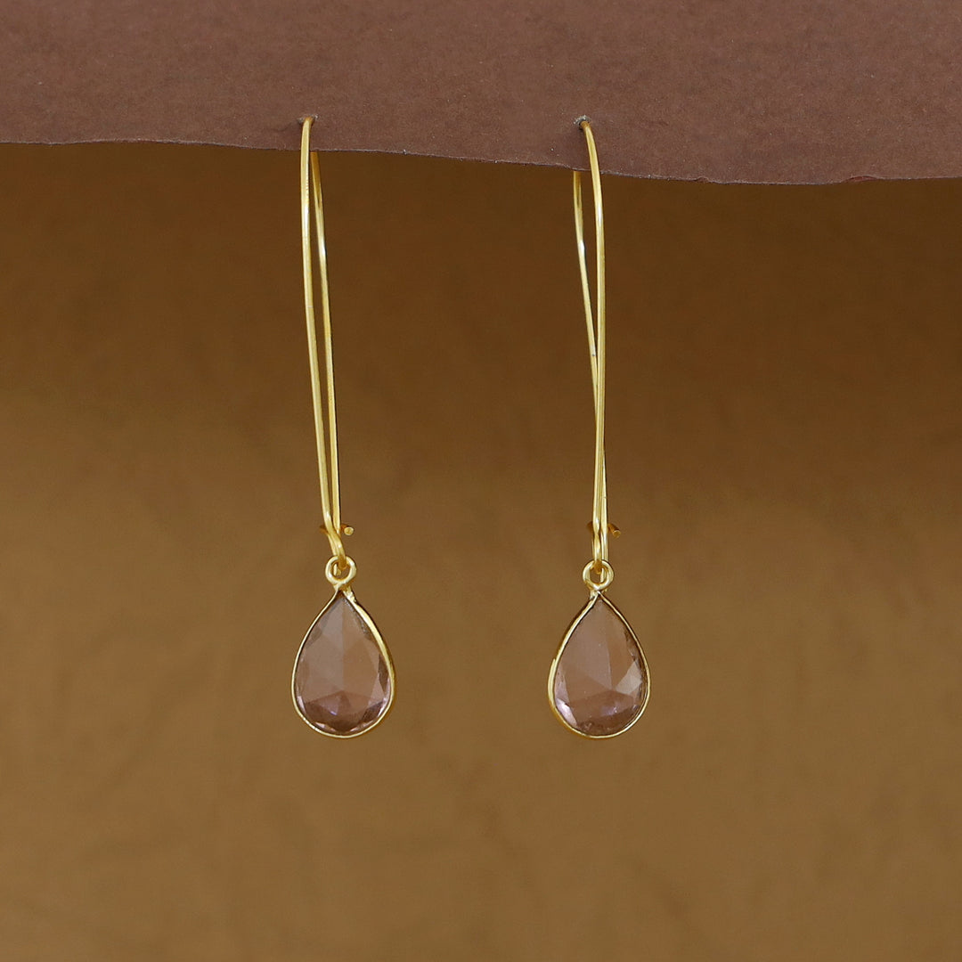 Charmi Drop Glossy Stone Lock Hoop Earring