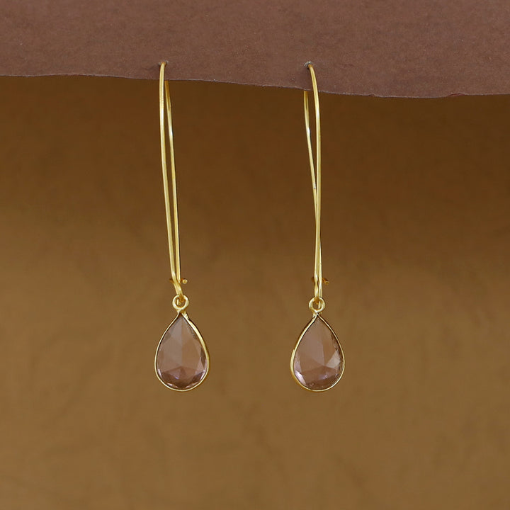 Charmi Drop Glossy Stone Lock Hoop Earring