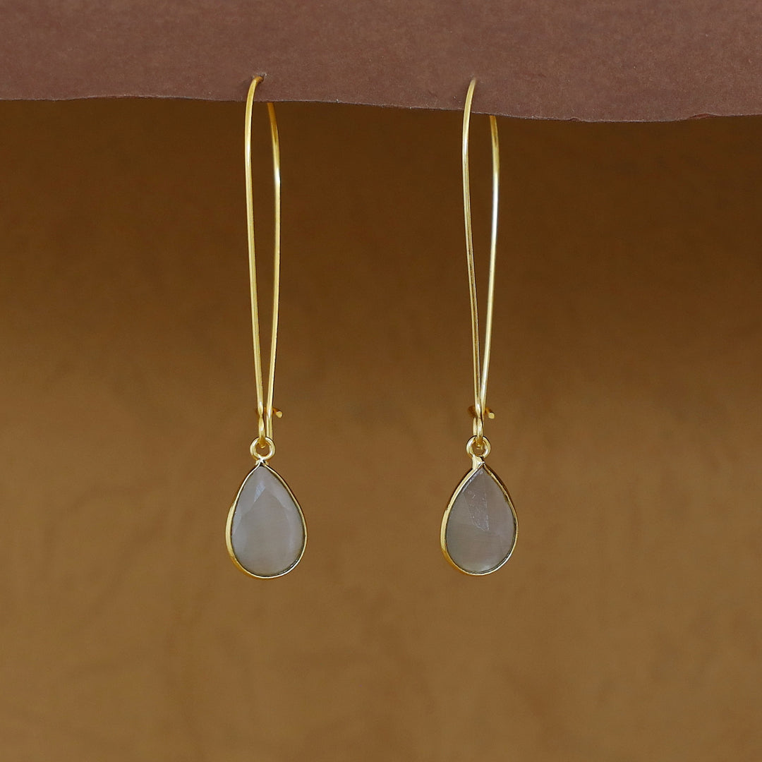 Charmi Drop Glossy Stone Lock Hoop Earring