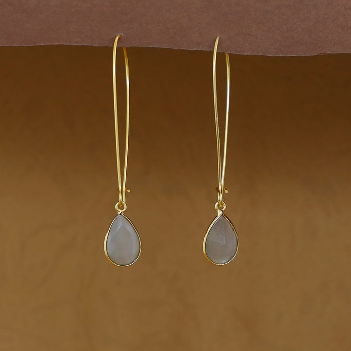 Charmi Drop Glossy Stone Lock Hoop Earring