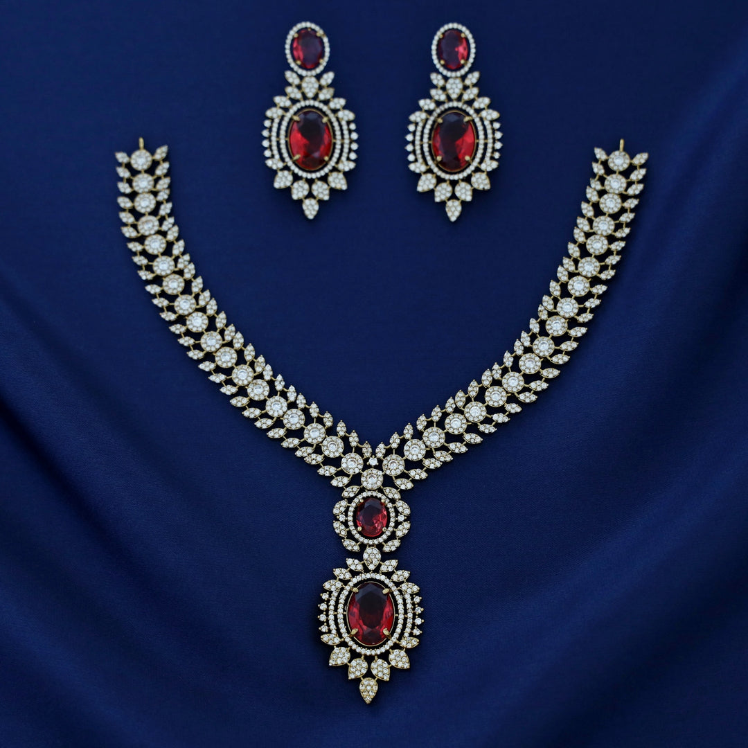 Tanvi AD Stone Neckpiece With Earring