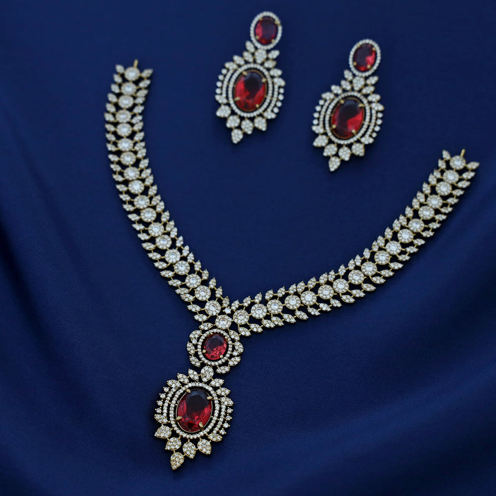 Tanvi AD Stone Neckpiece With Earring