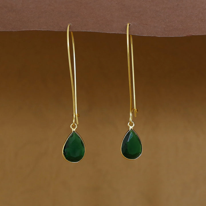 Charmi Drop Glossy Stone Lock Hoop Earring