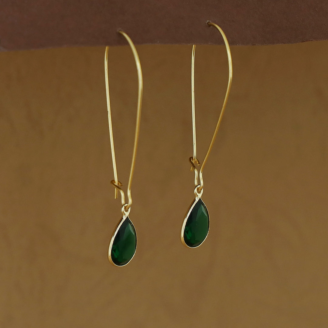 Charmi Drop Glossy Stone Lock Hoop Earring