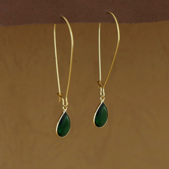 Charmi Drop Glossy Stone Lock Hoop Earring