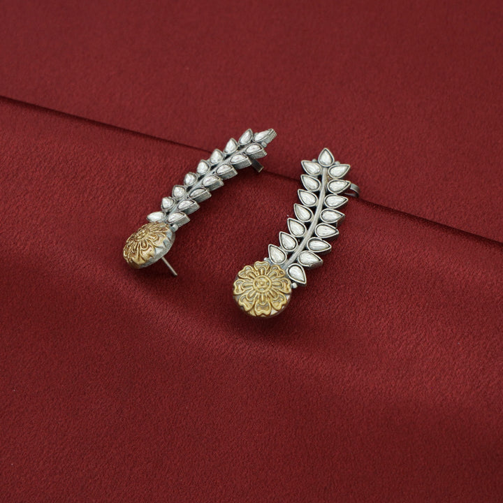 Hailey Leafy Flower Dual Tone Ear - Cuff (Set Of 2)