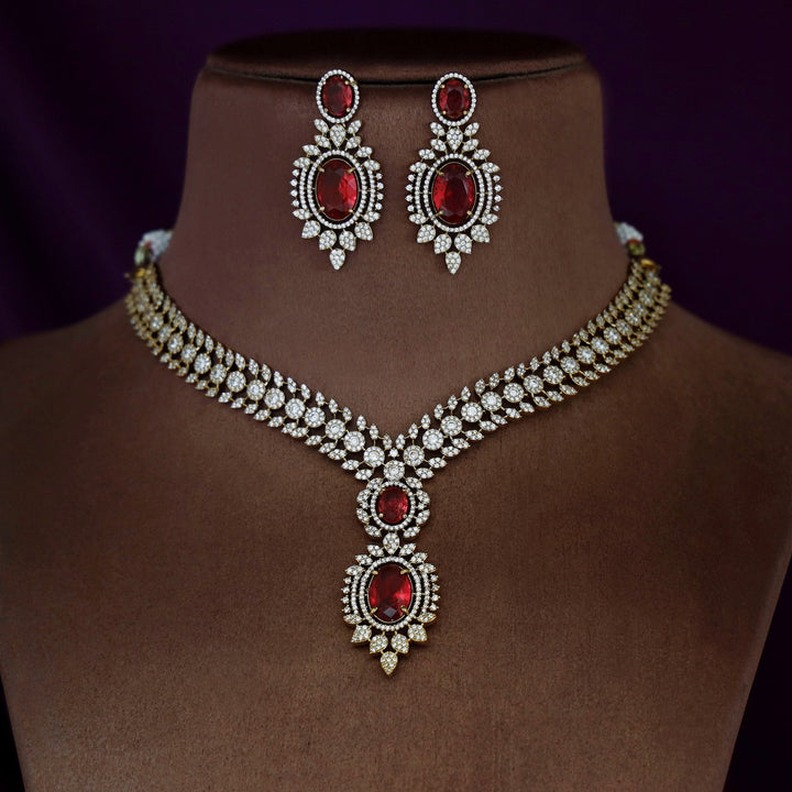 Tanvi AD Stone Neckpiece With Earring