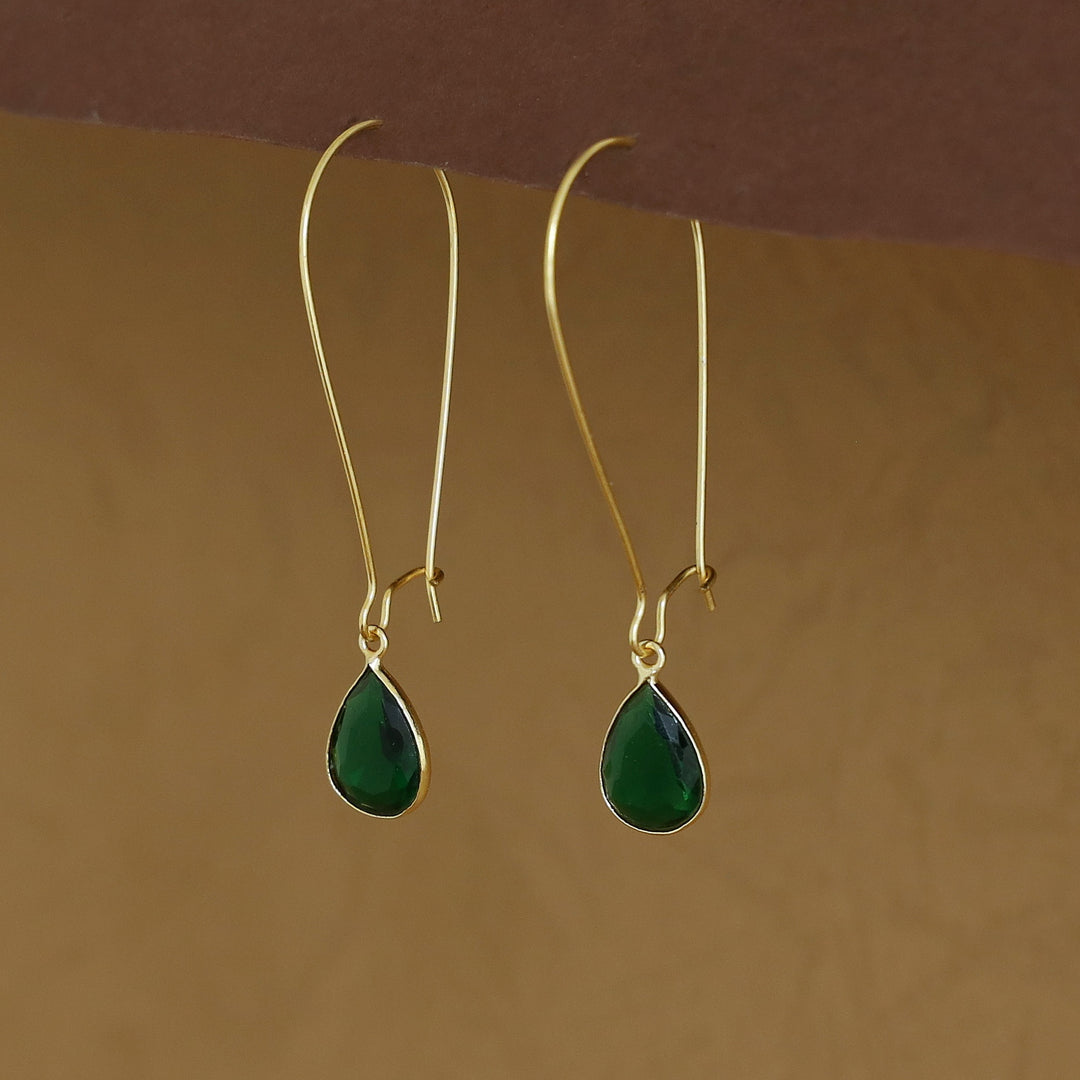 Charmi Drop Glossy Stone Lock Hoop Earring