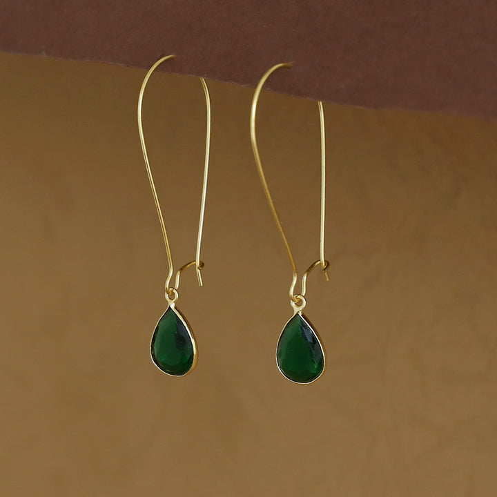 Charmi Drop Glossy Stone Lock Hoop Earring