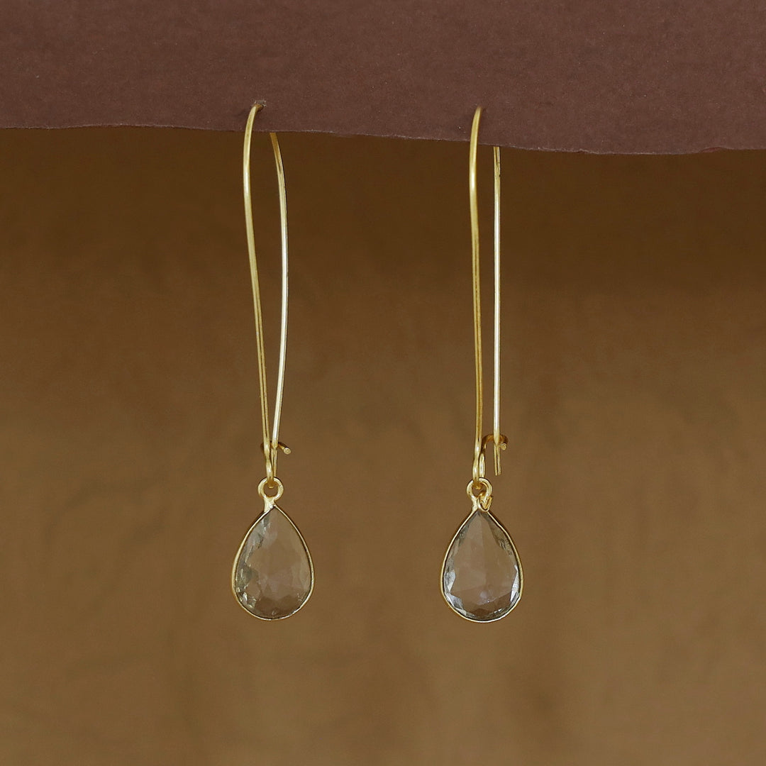 Charmi Drop Glossy Stone Lock Hoop Earring