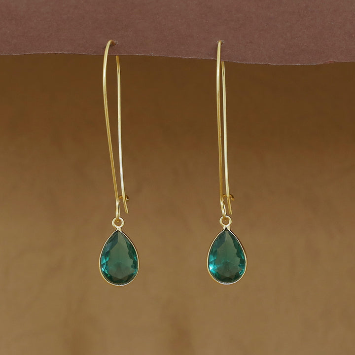 Charmi Drop Glossy Stone Lock Hoop Earring