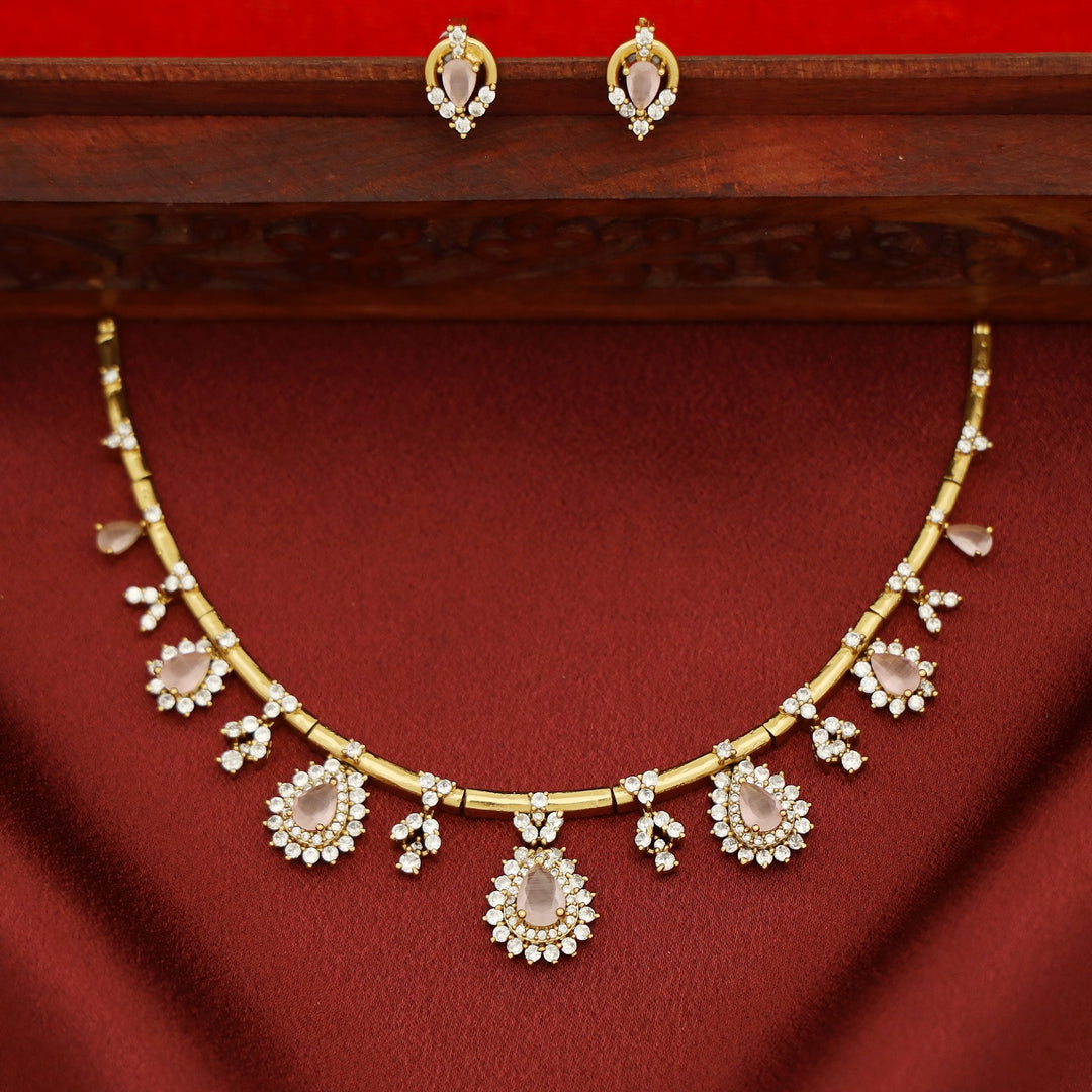 Rishika AD Stone Stiff Neckpiece with Earring