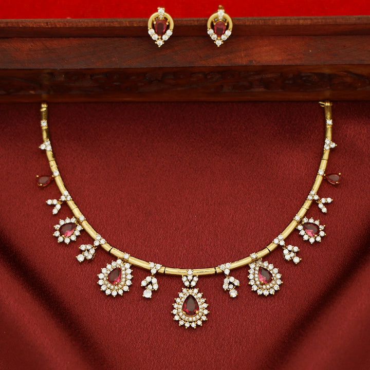 Rishika AD Stone Stiff Neckpiece with Earring