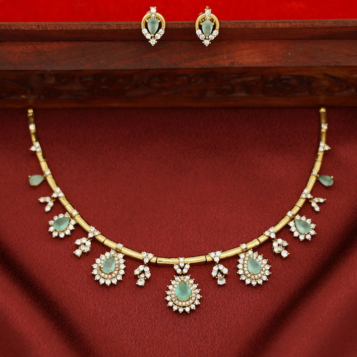 Rishika AD Stone Stiff Neckpiece with Earring