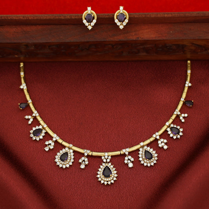 Rishika AD Stone Stiff Neckpiece with Earring