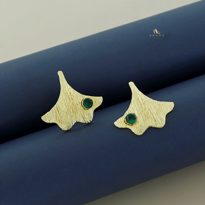 Sahara Golden Textured Leaf Glossy Earring