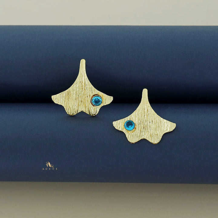 Sahara Golden Textured Leaf Glossy Earring