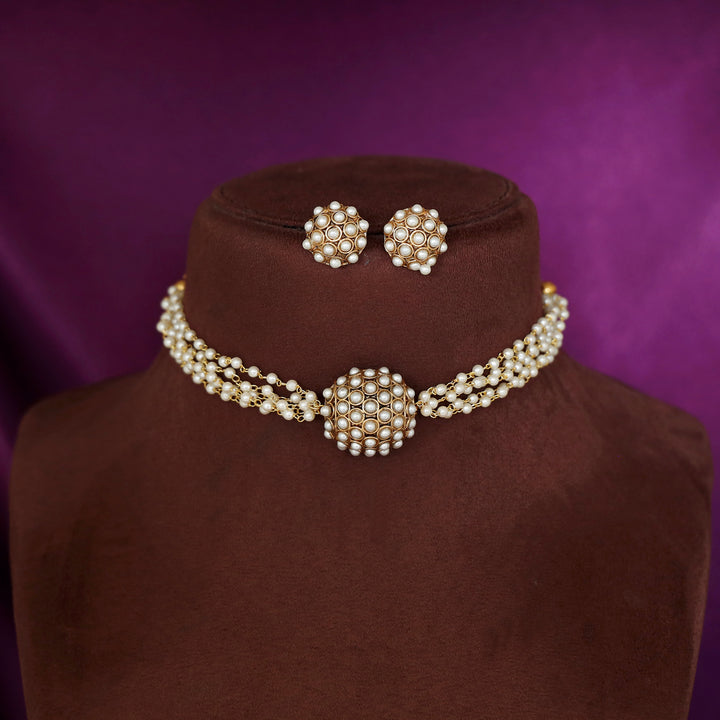Aahiri Half Ball Carly Pearl Choker With Earring