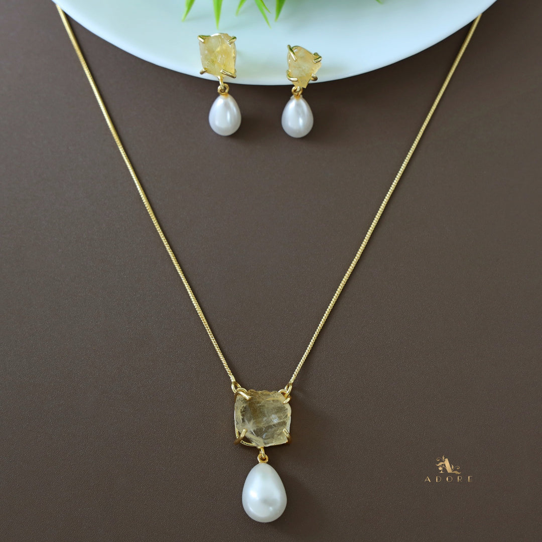 Jaime Dyed Stone Pearl Neckpiece With Earring