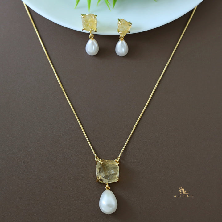 Jaime Dyed Stone Pearl Neckpiece With Earring