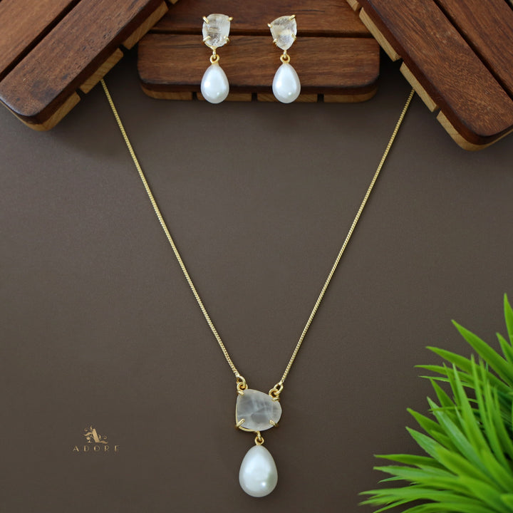 Jaime Dyed Stone Pearl Neckpiece With Earring
