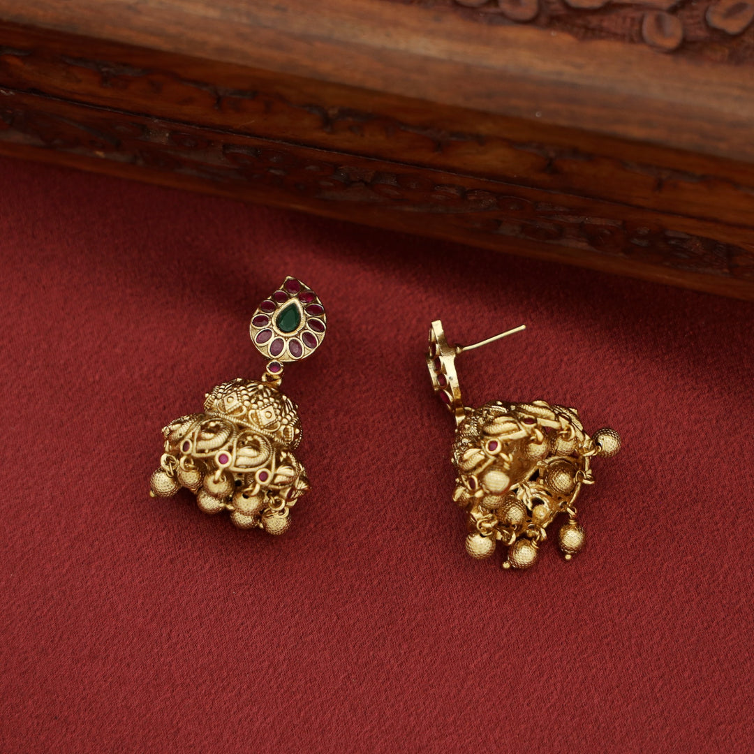 Aanchal Mayura Golden Ball Jhumka