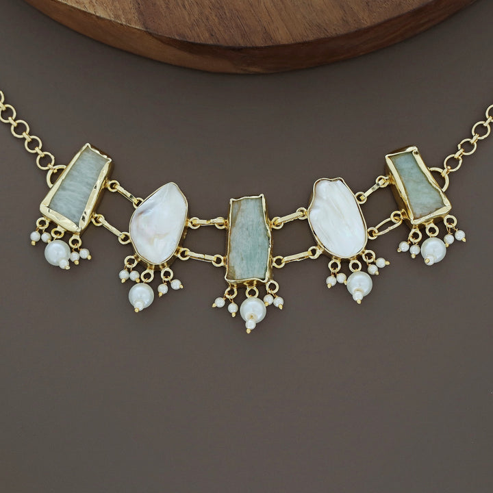 Bethany Raw Stone With Baroque Choker