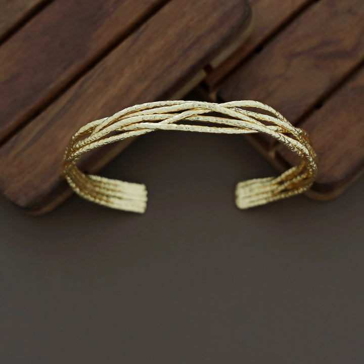 Golden Textured Tetra Layer Bangle