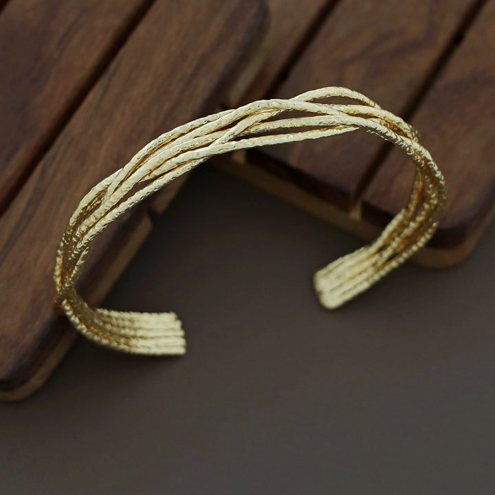 Golden Textured Tetra Layer Bangle