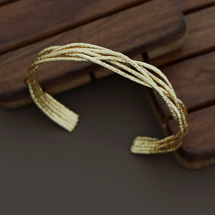 Golden Textured Tetra Layer Bangle