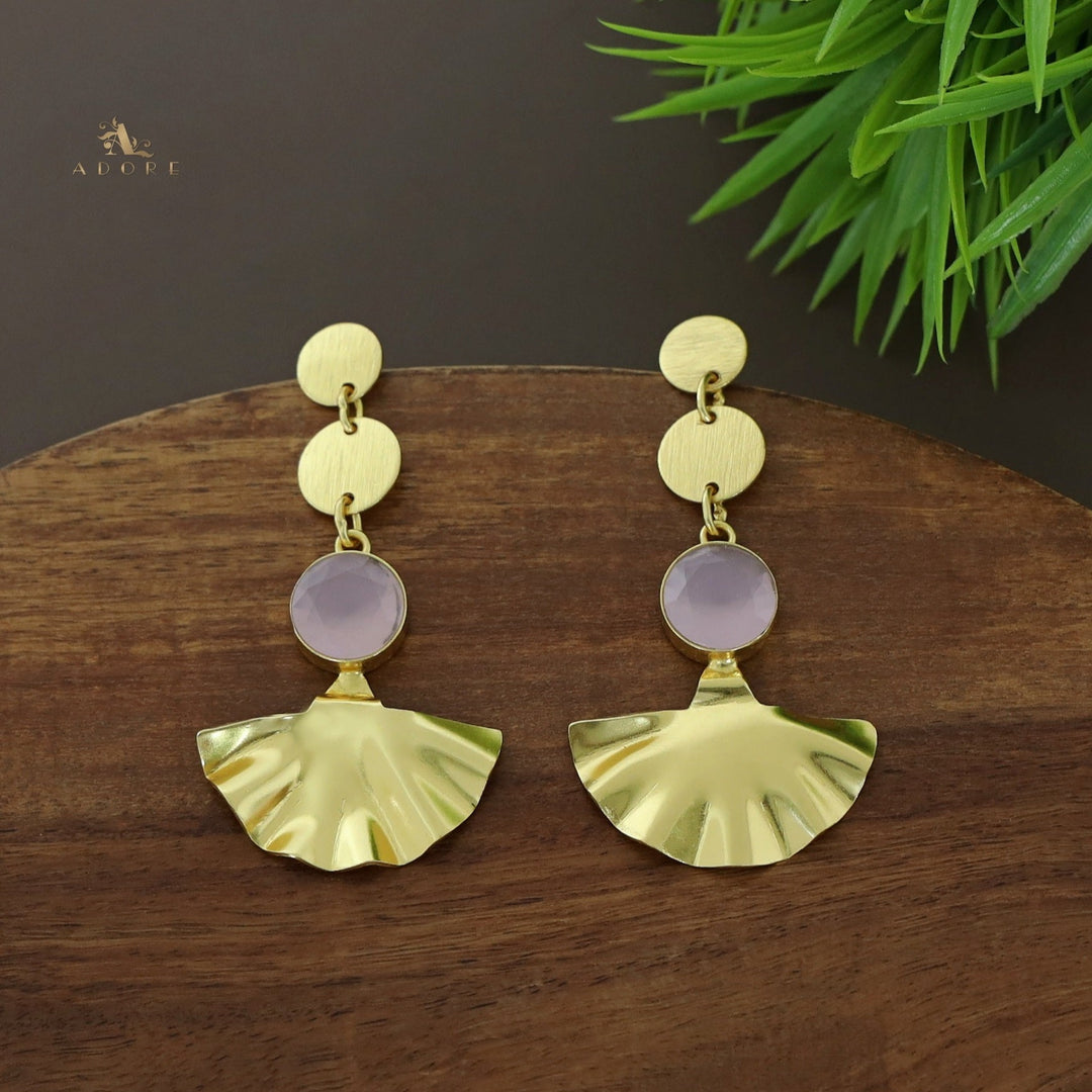 Golden Coin Glossy Round Golden Plated Leafy Earring