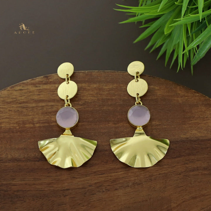 Golden Coin Glossy Round Golden Plated Leafy Earring