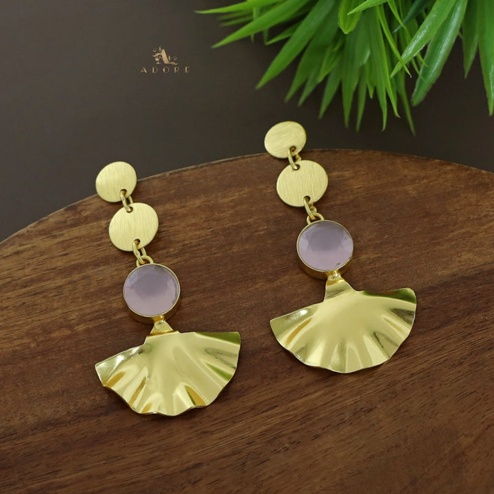 Golden Coin Glossy Round Golden Plated Leafy Earring