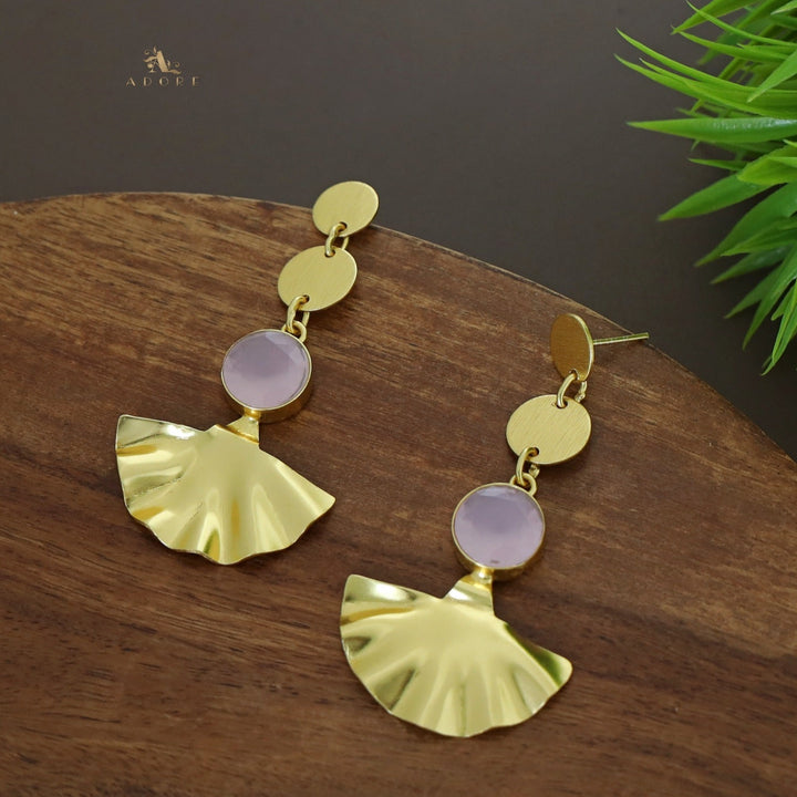 Golden Coin Glossy Round Golden Plated Leafy Earring